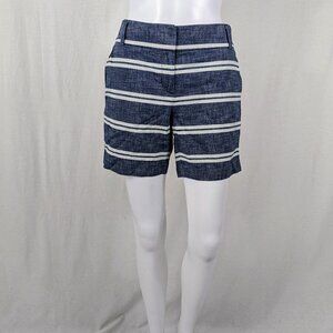 Ann Taylor Loft Mid-Length Shorts Blue and White Stripes Size 2
